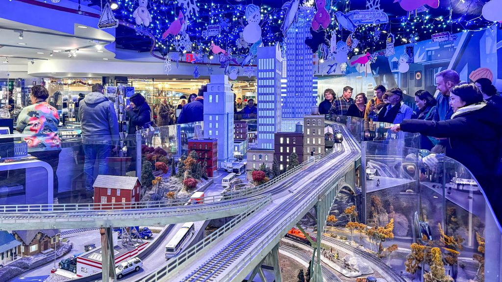 New York Transit Museum in Grand Central. Intricate train exhibit for the holidays in New York City.